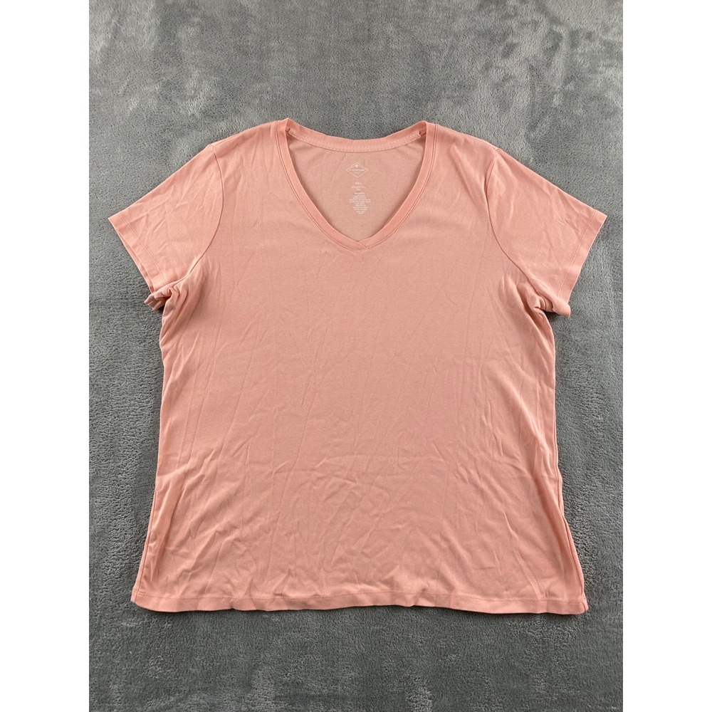 St Johns Bay Essential Tee Peach Pink Cotton V-Neck T-Shirt XXL